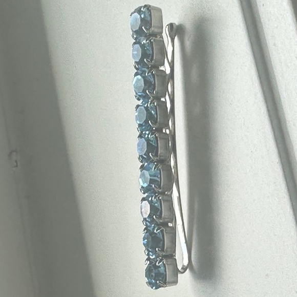 Danny Pollak Blue Topaz Swarovski Crystal Bobby Pin (#1) - approx. 2.5 in. long - Picture 9 of 12